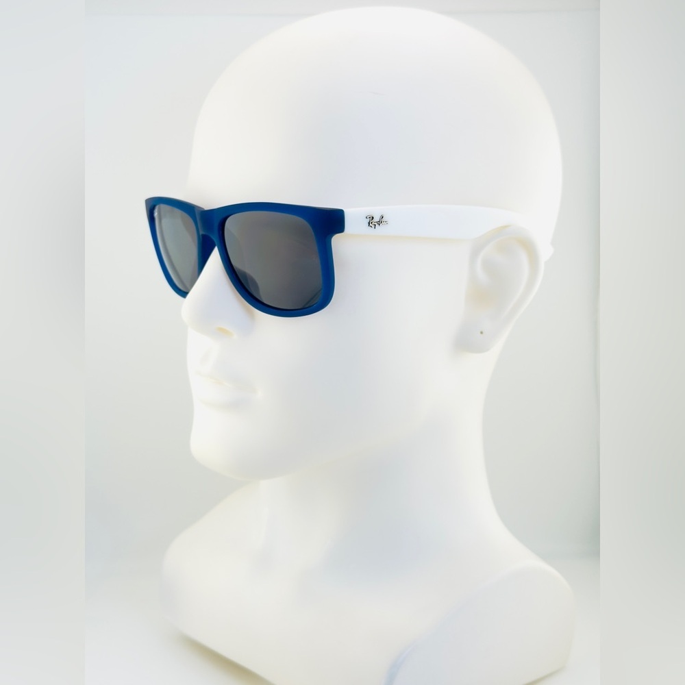 Ray-Ban Justin Sunglasses RB4165 Matte Transparent Blue Frame with Gray Lenses - Picture 5 of 14